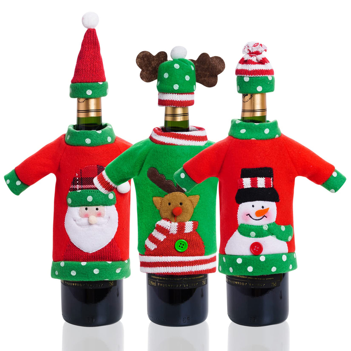 Heliltd funda para botella con Papá Noel; decoración festiva para Navidad.