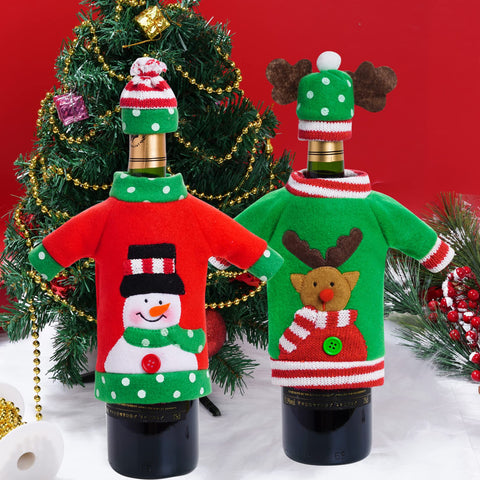 Heliltd sombrero de muñeco de nieve sobre botella; crea ambiente navideño.