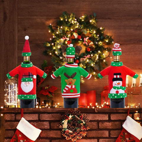 Heliltd sombrero de reno sobre botella; perfecto para regalos festivos.