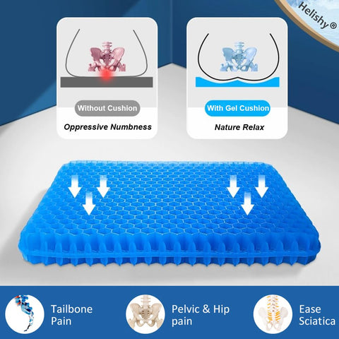 Cojín Helishy Egg Gel, funda antideslizante, mantiene el cojín estable durante movimientos.