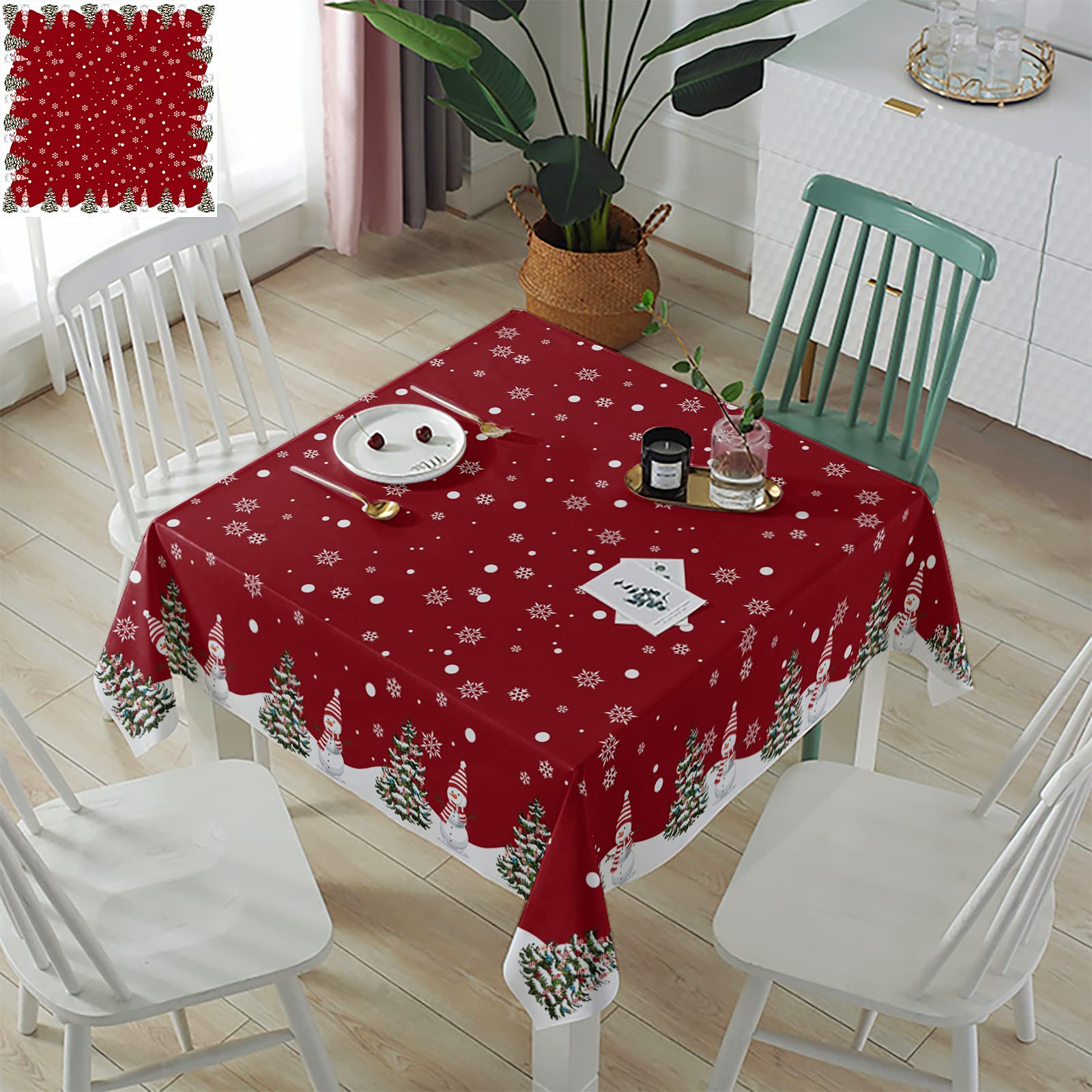 Mantel HELLOWINK navideño redondo 60x60 para cenas al aire libre.