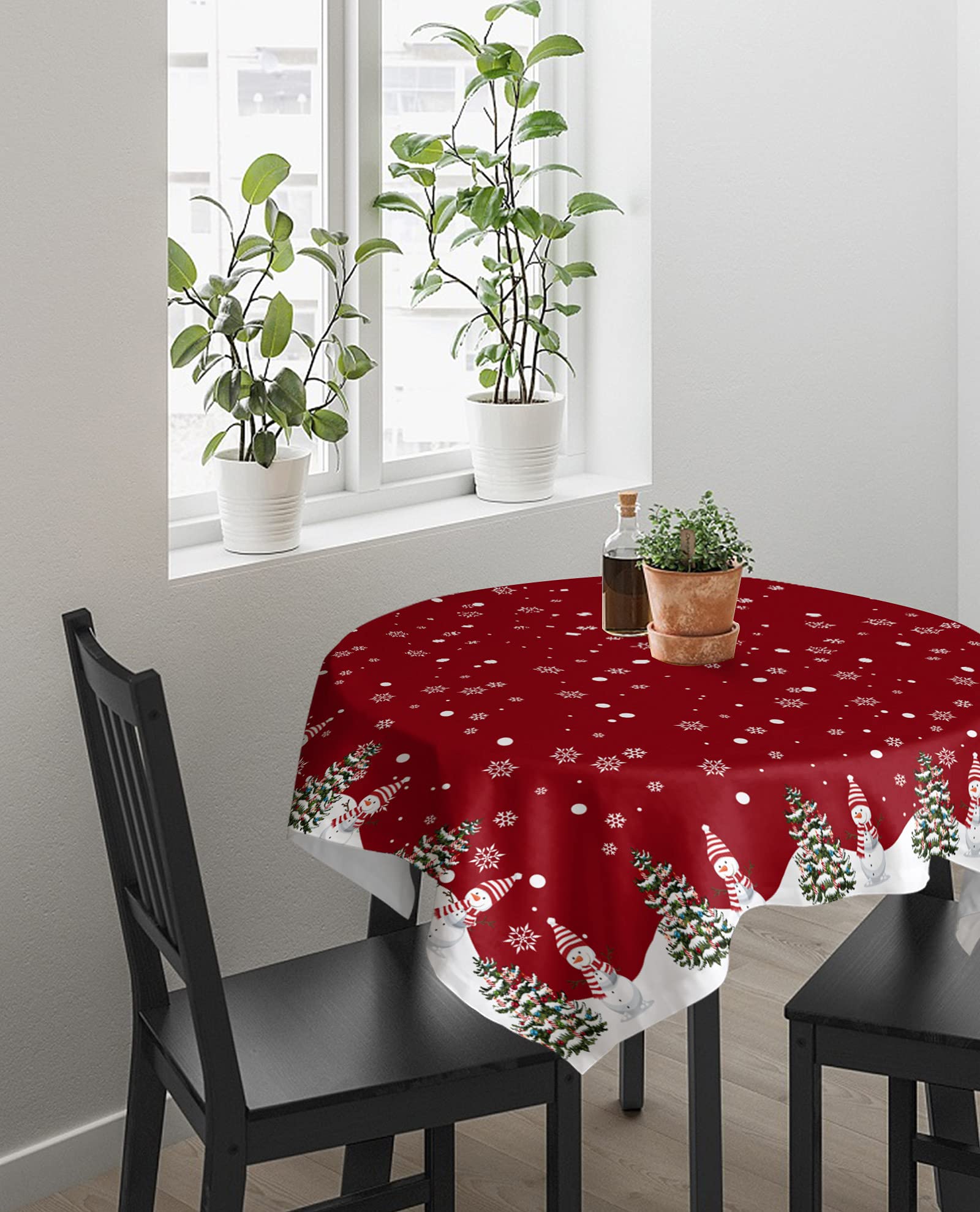 Mantel HELLOWINK nieve rojo impermeable 60x60 para fiestas limpias.