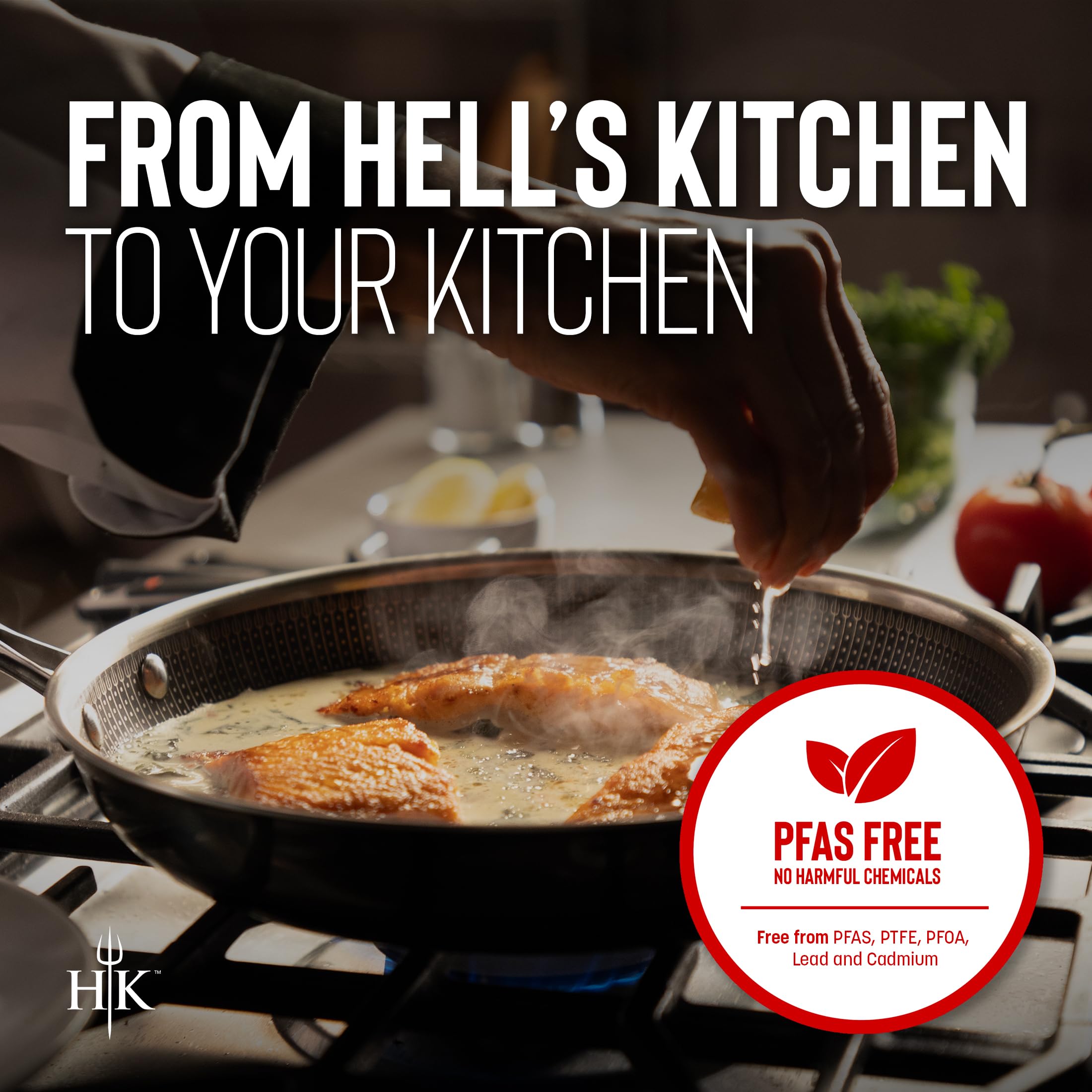 Hell's Kitchen Hybrid resistente a utensilios de metal para durabilidad.