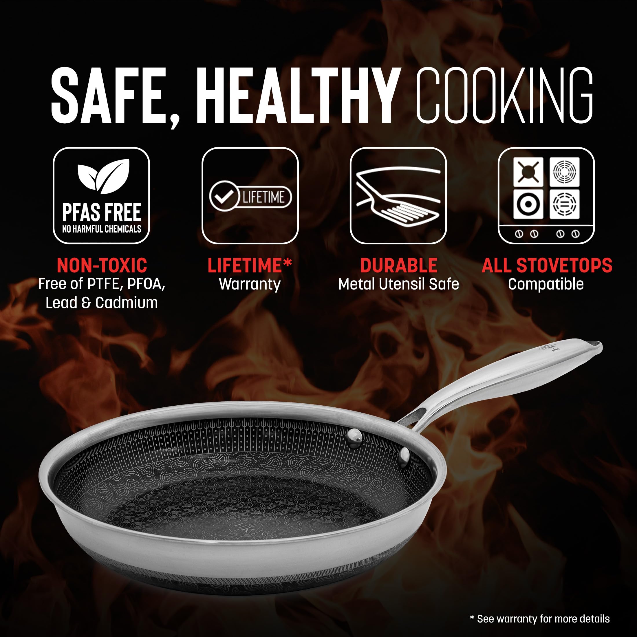 Hell's Kitchen Hybrid recubrimiento diamante antiadherente para cocinar limpio.
