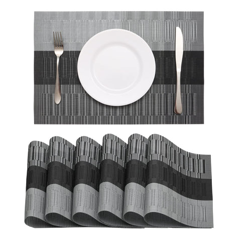 HeloHo salvamanteles negro, juego de 6, protege la mesa de derrames.