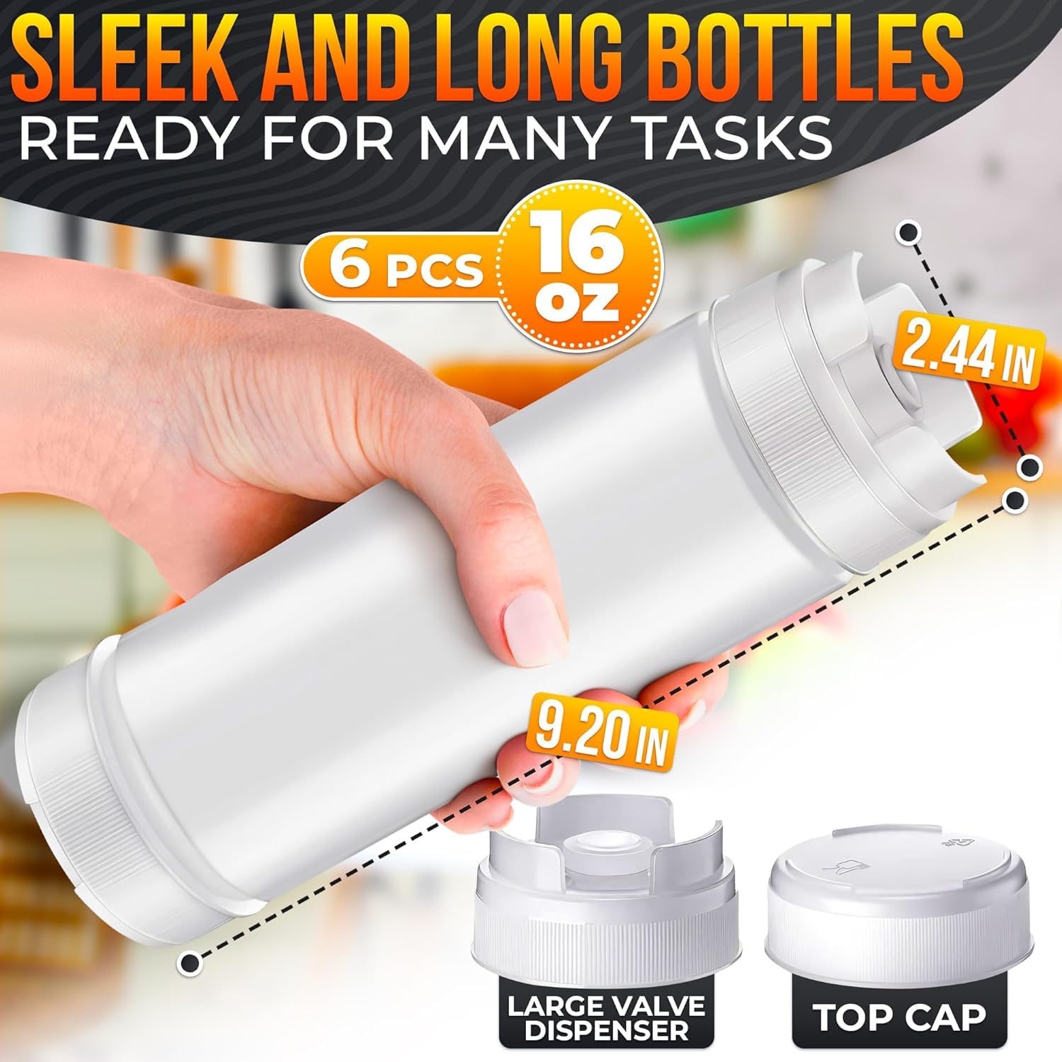 Conjunto HELVETIOS de 6 botellas, válvula de cierre automático para evitar derrames.