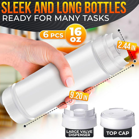 Conjunto HELVETIOS de 6 botellas, válvula de cierre automático para evitar derrames.