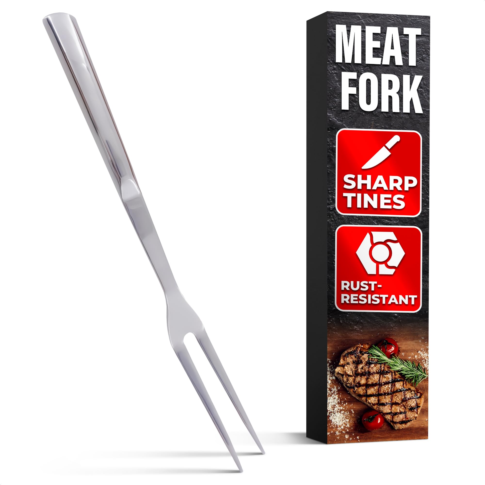 HELVETIOS tenedor de dos puntas para carne, control y servicio en la parrilla.