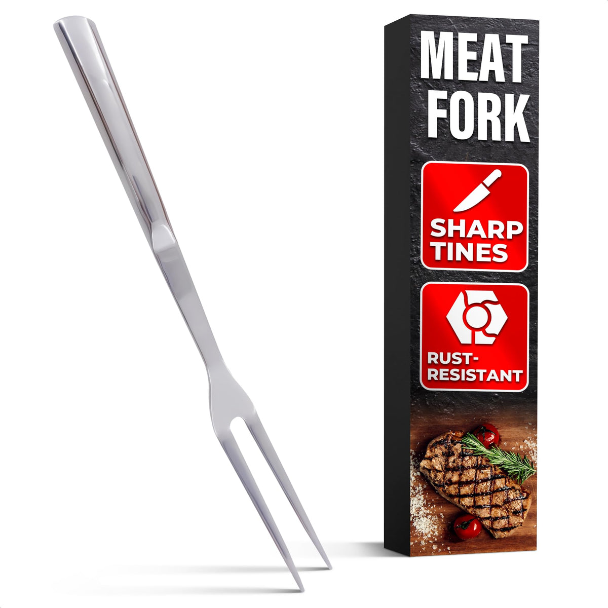 HELVETIOS tenedor de dos puntas para carne, control y servicio en la parrilla.