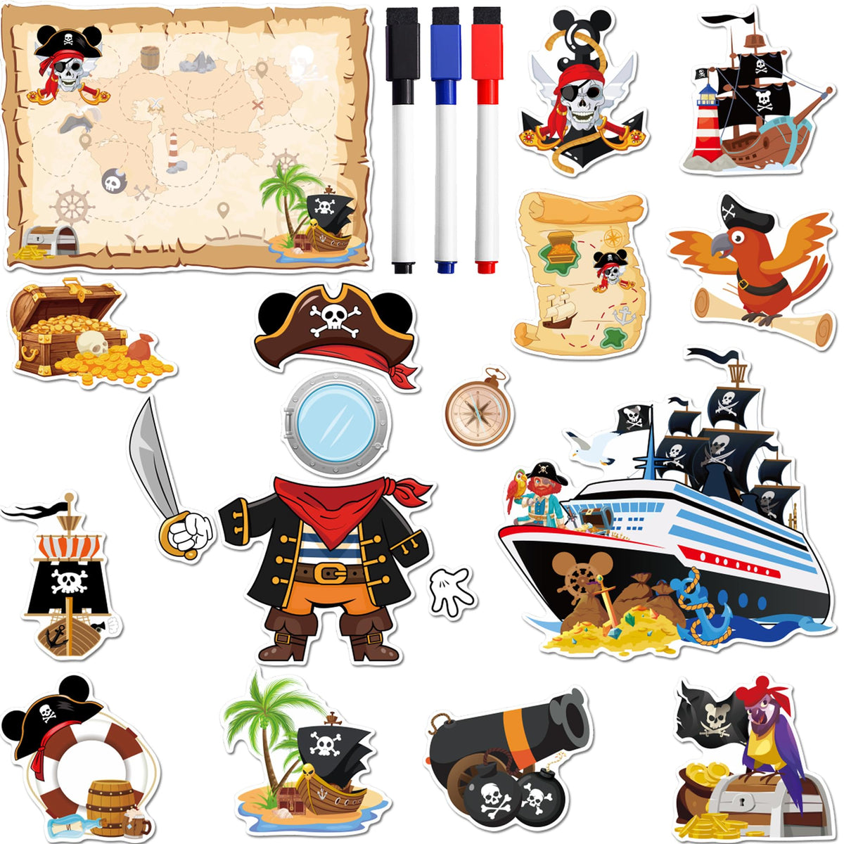 Imán pirata de HemerVows para puerta de cabina, ideal para identificación en cruceros.