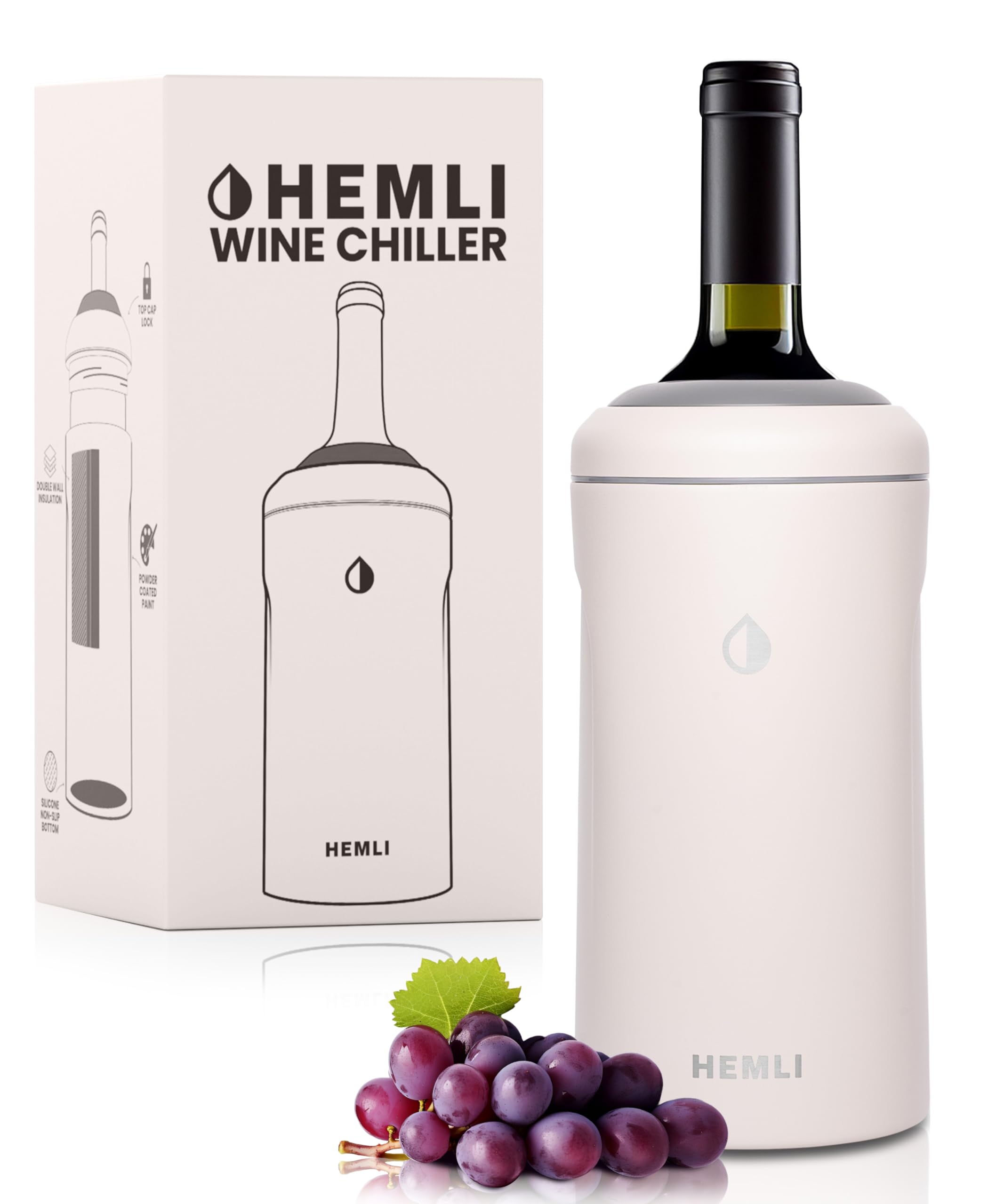 Hemli enfriador para botella 750ml mantiene el frío hasta 12 horas para servir.