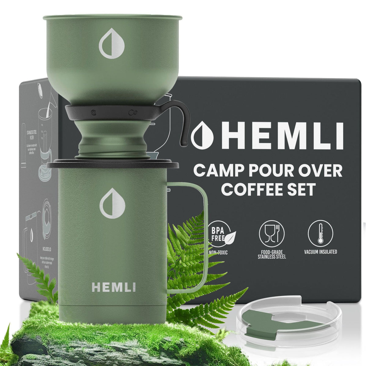 Hemli cafetera para camping, taza aislada, mantiene el café caliente durante la aventura.