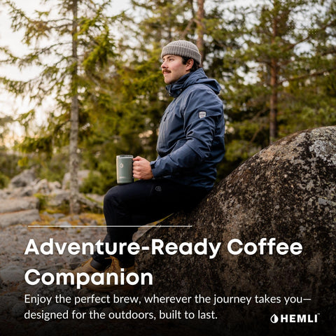 Hemli cafetera diseño compacto, fácil de transportar en mochilas y maletas.