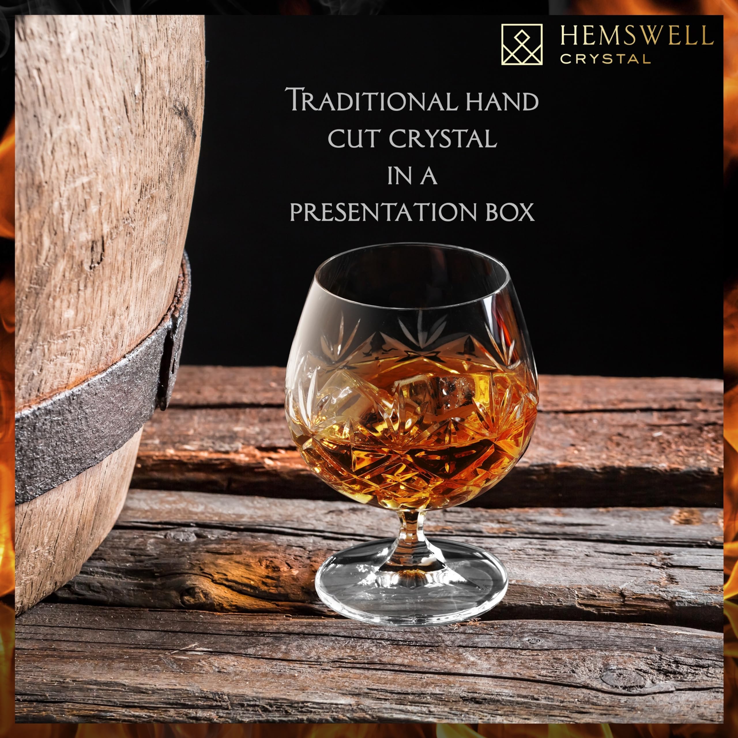 Corte manual de Hemswell Crystal en copa brandy para un toque artesanal