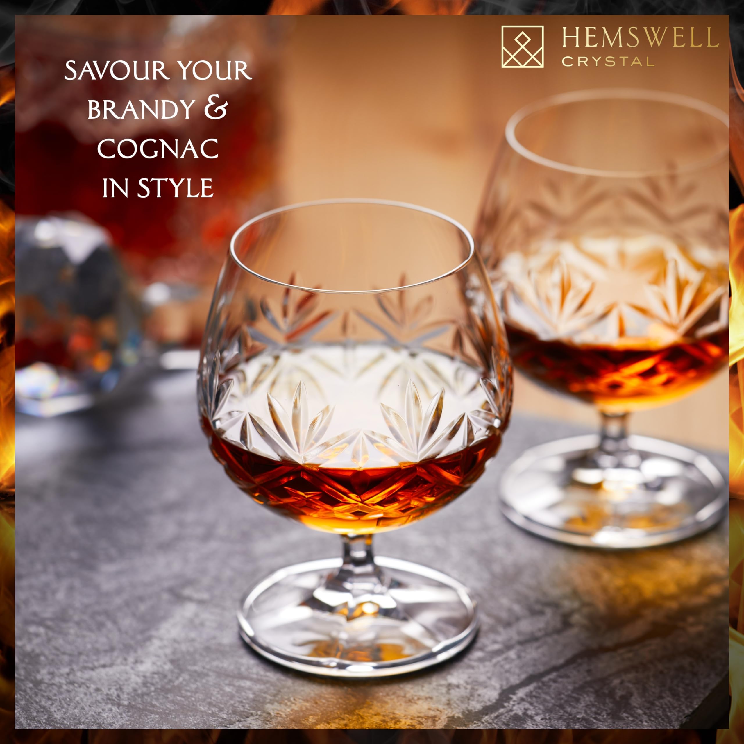 Juego de 2 copas cognac Hemswell Crystal, ideal para compartir