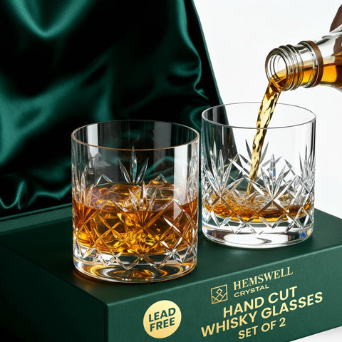 Vasos Hemswell Crystal para whisky, conjunto de 2, ideal para cenas elegantes.