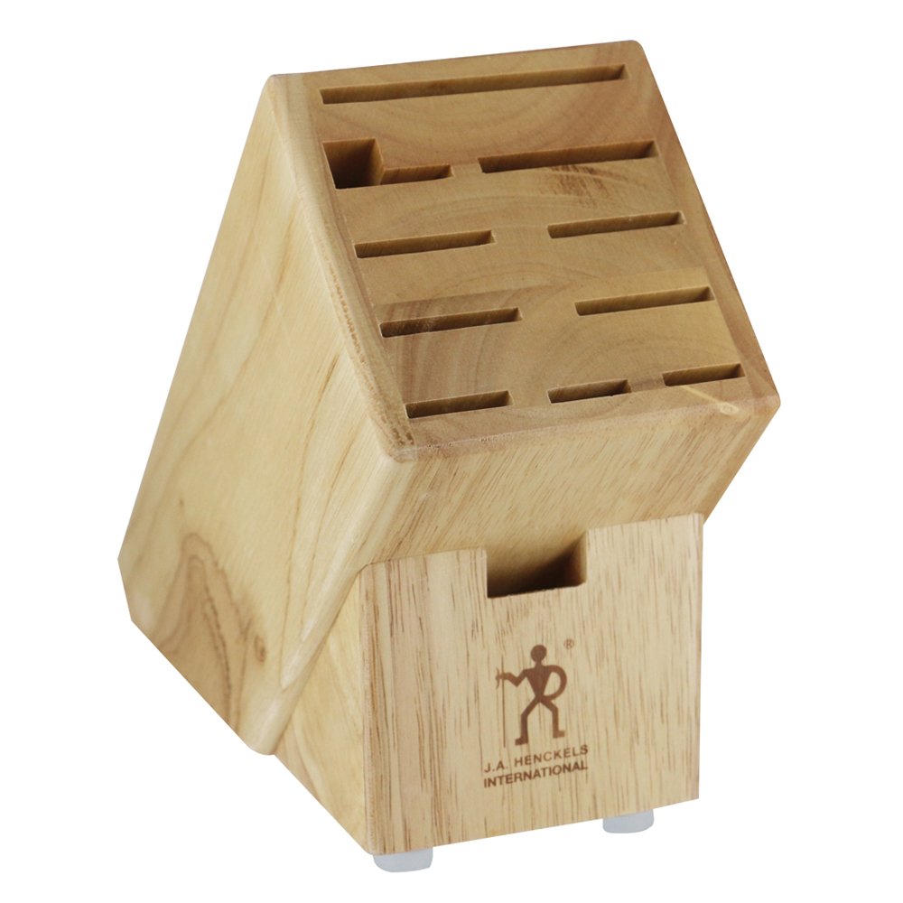 Henckels bloque de madera con 11 ranuras para cuchillos, organización eficiente de la cocina.