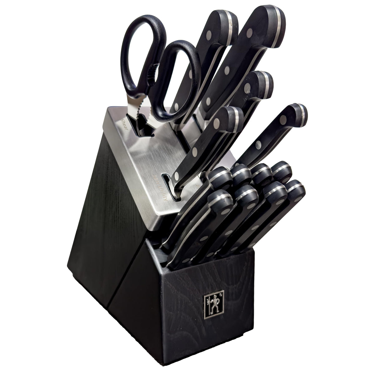 Cuchillos Henckels Classic en bloque autoafilante para cortes precisos y consistentes.