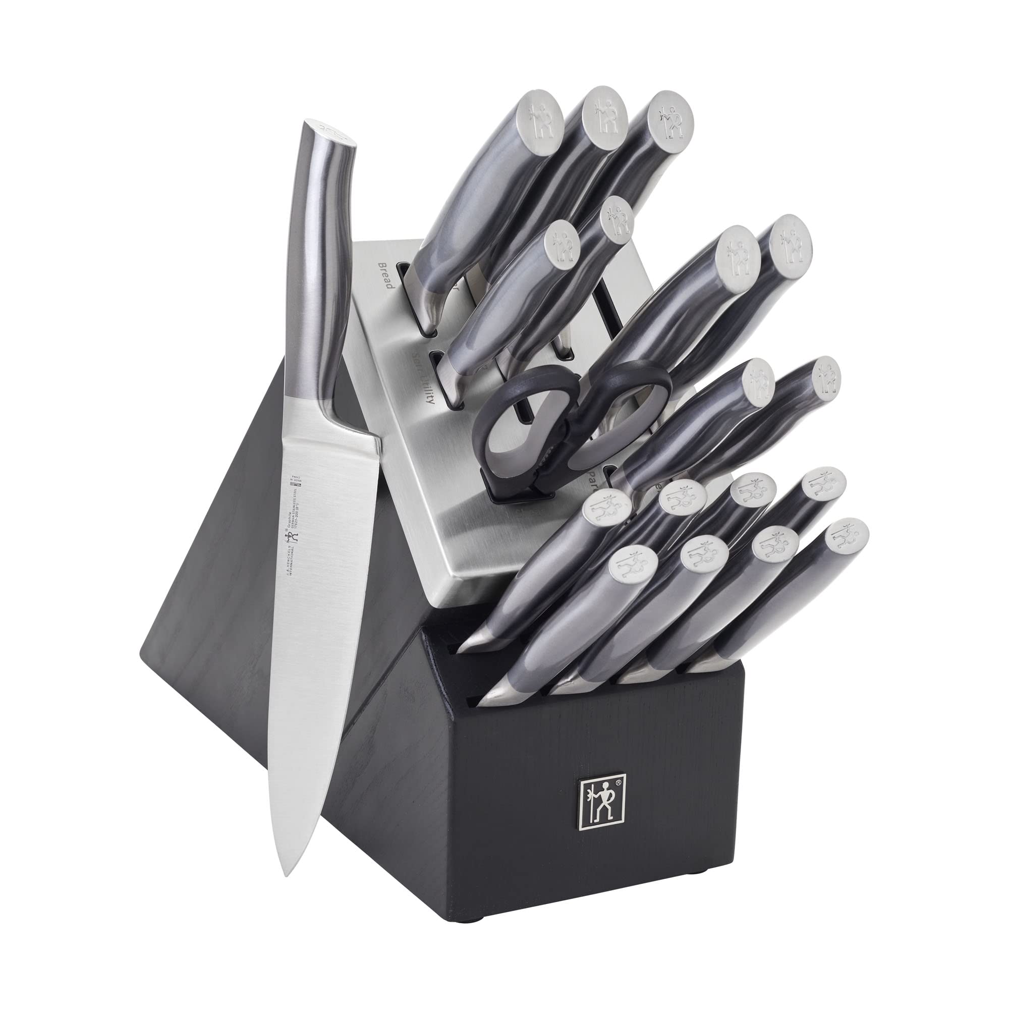 HENCKELS Graphite: juego de cuchillos con bloque autoafilante para filo constante.