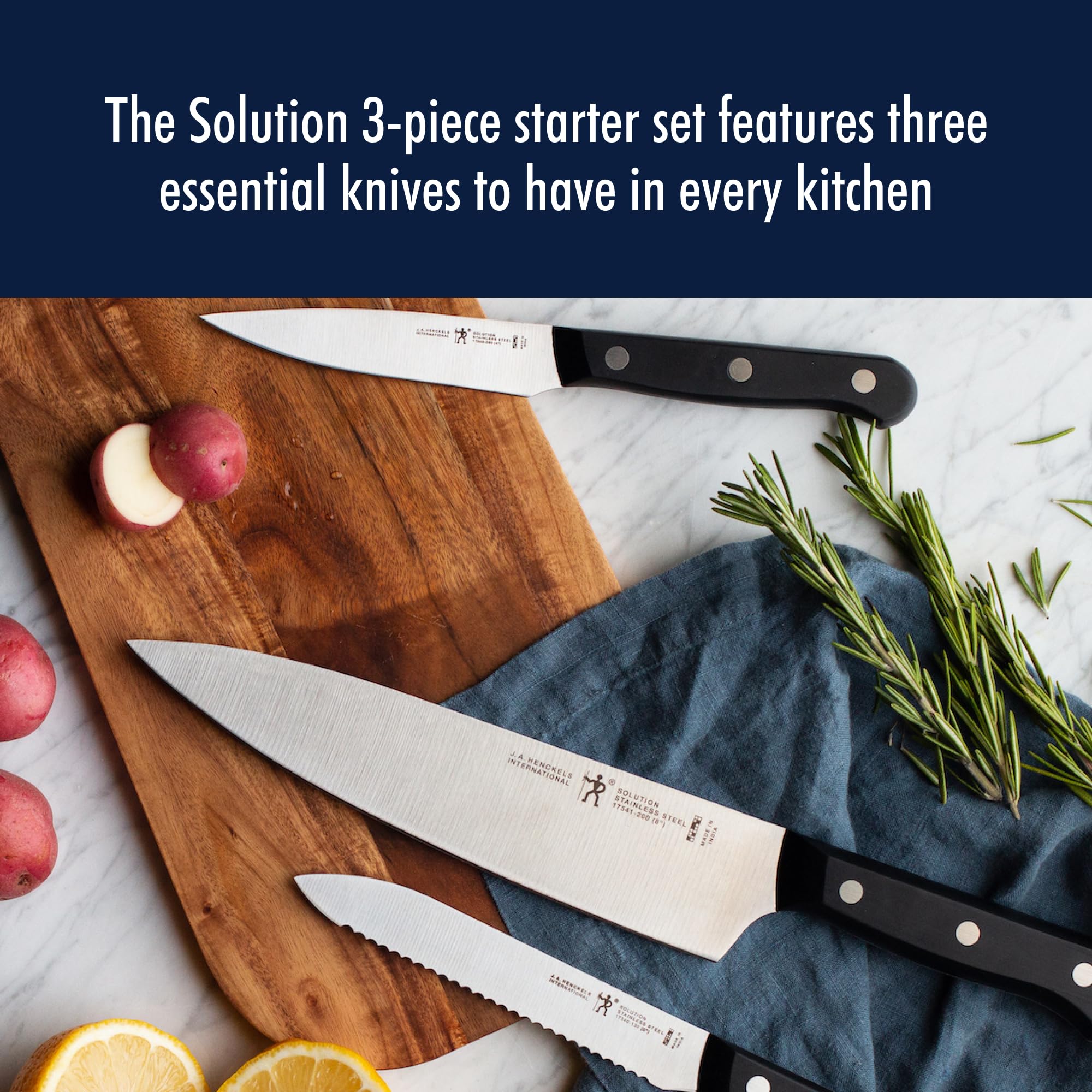 Cuchillo chef HENCKELS Solution, 8 pulgadas para cortes grandes con precisión.