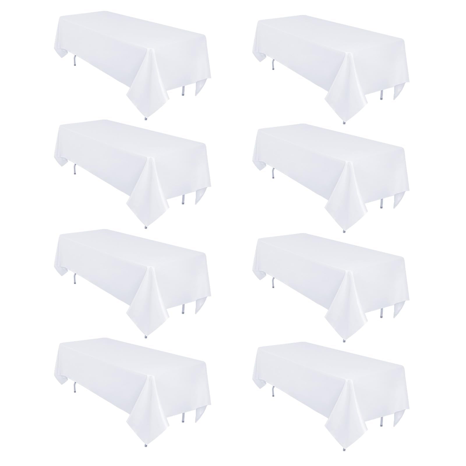 Mantel blanco Heneger rectangular 60x102, ideal para cenas y banquetes.