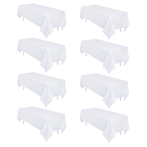 Mantel blanco Heneger rectangular 60x102, ideal para cenas y banquetes.