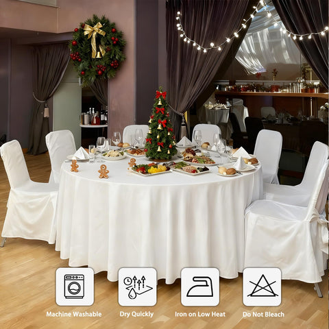 Mantel Heneger blanco 90 pulgadas, diseño duradero para fiestas al aire libre