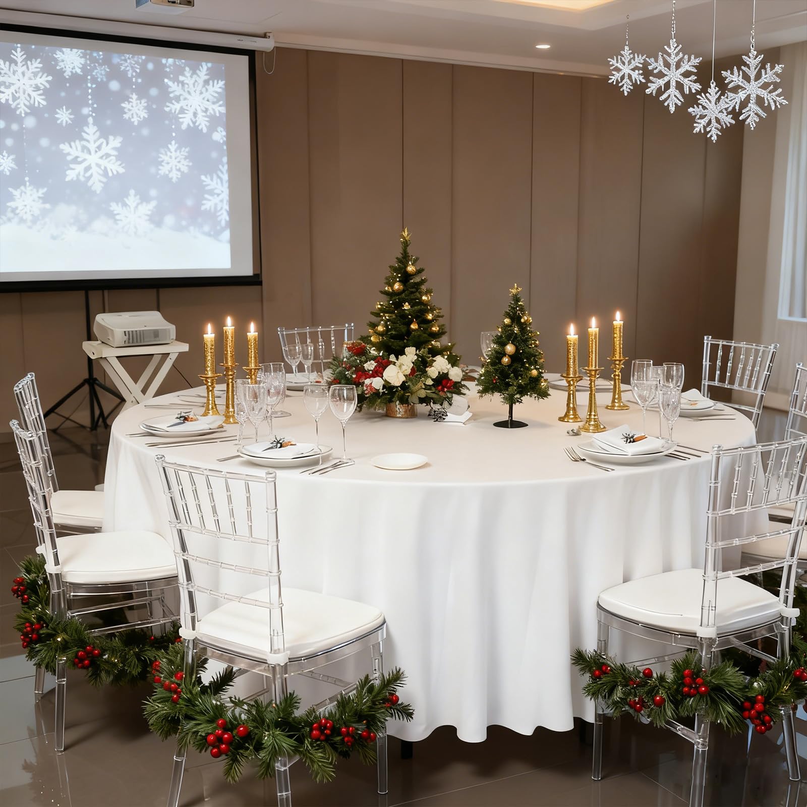 Mantel Heneger 90 pulgadas blanco, lavable y reutilizable para uso frecuente