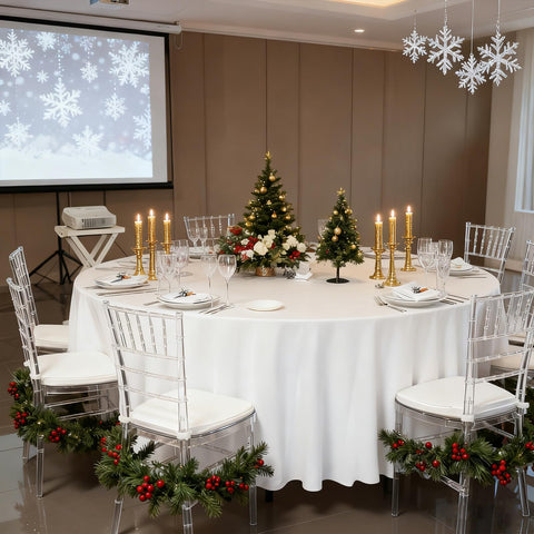 Mantel Heneger 90 pulgadas blanco, lavable y reutilizable para uso frecuente