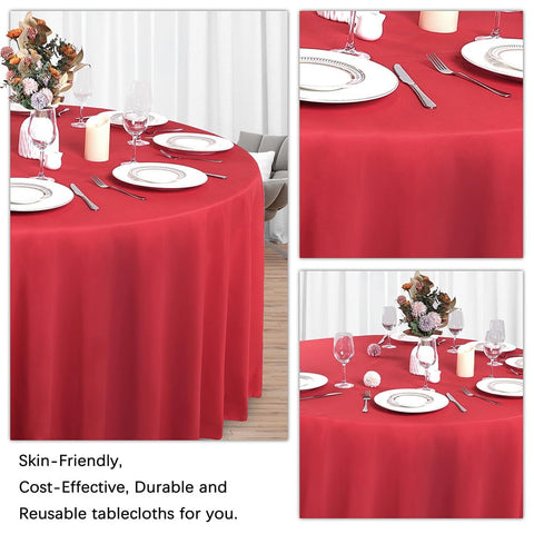 Mantel Heneger rojo diámetro 120 pulgadas, caída de 12 pulgadas para mesas estándar
