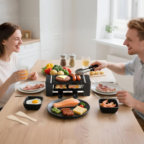 HengBO plancha eléctrica interior con sartenes raclette para derretir queso