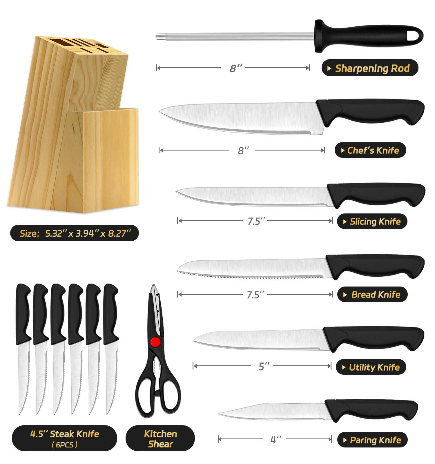 Cuchillo para lonchas Henkeliving de 7,5 pulgadas para rebanar finos.