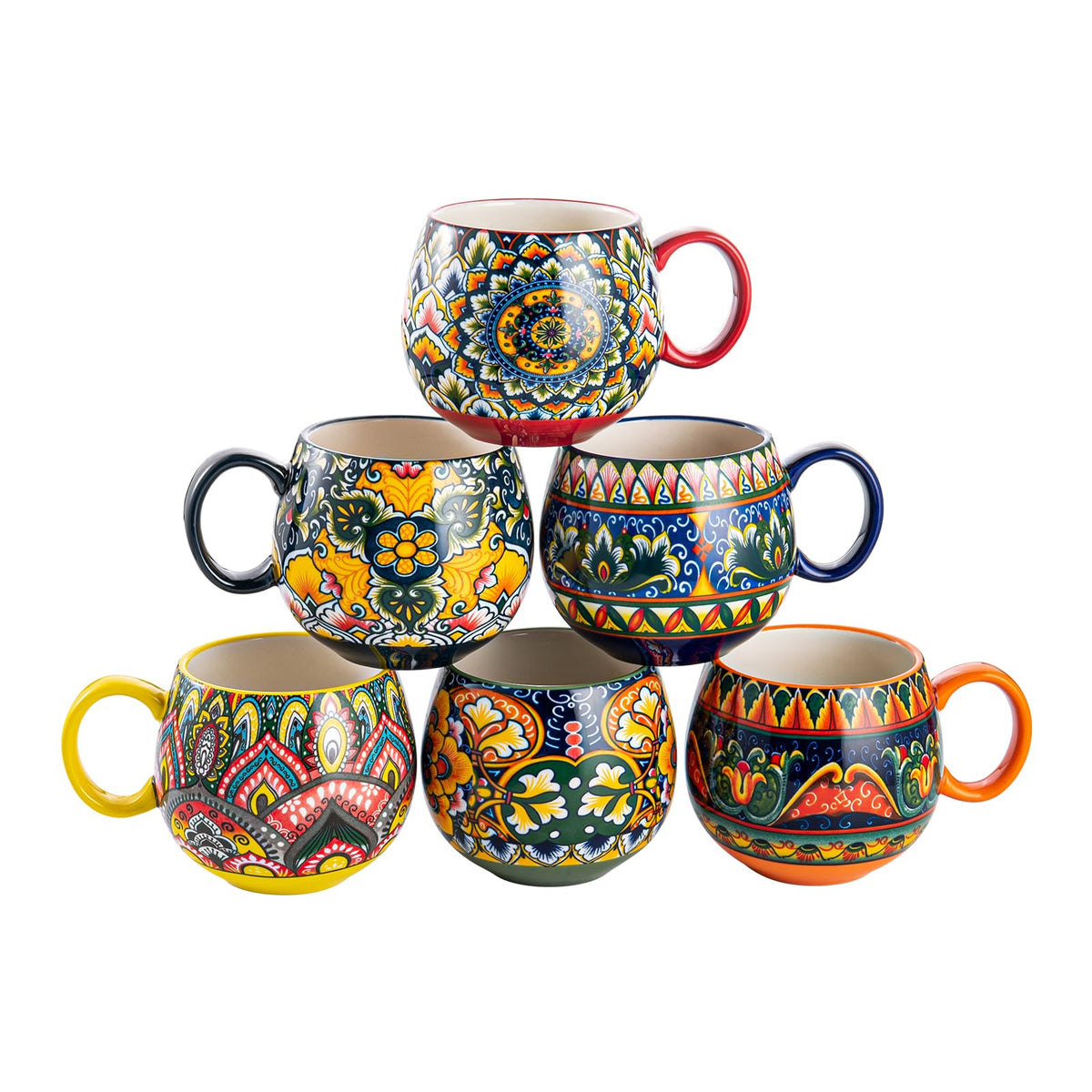 Conjunto de 6 tazas boho de Henten Home para servir café y té en reuniones.