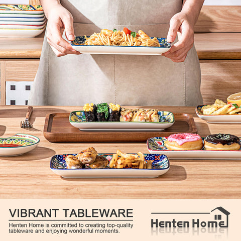 Diseño bohemio de Henten Home en porcelana, aporta color y estilo a la mesa.
