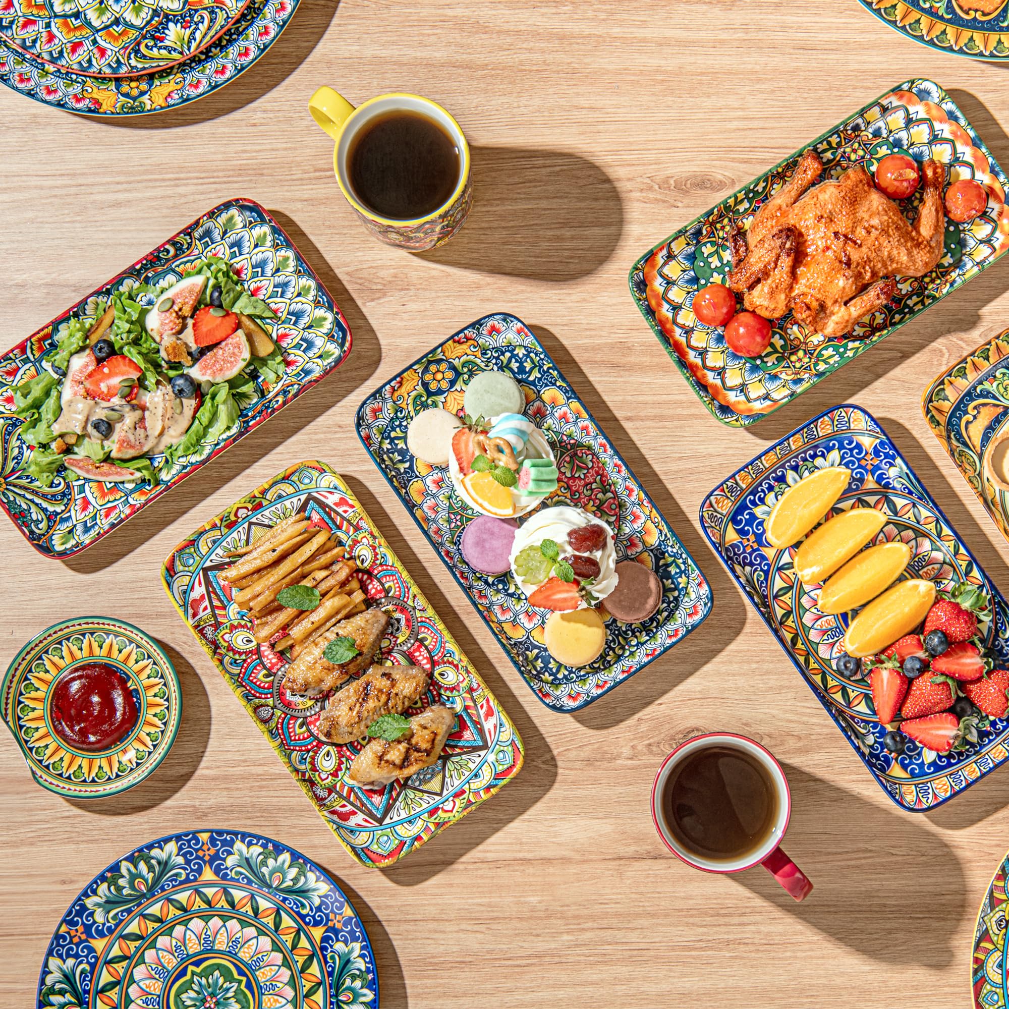 Diseño boho de porcelana Henten Home, perfecto para comidas casuales