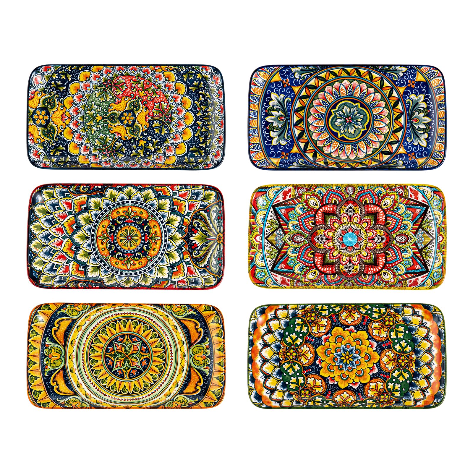 Plato rectangular de Henten Home para sushi, diseño boho y fácil limpieza