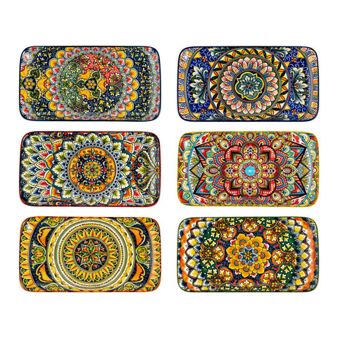 Plato rectangular de Henten Home para sushi, diseño boho y fácil limpieza
