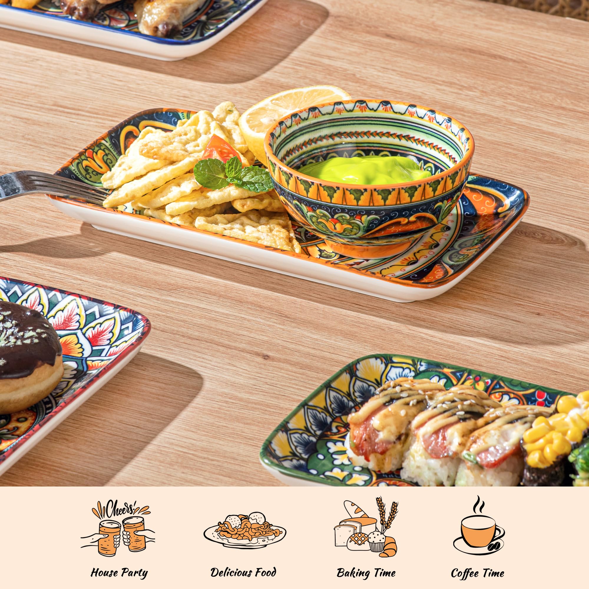 Platos para sushi y sashimi, porcelana resistente y fácil de limpiar.