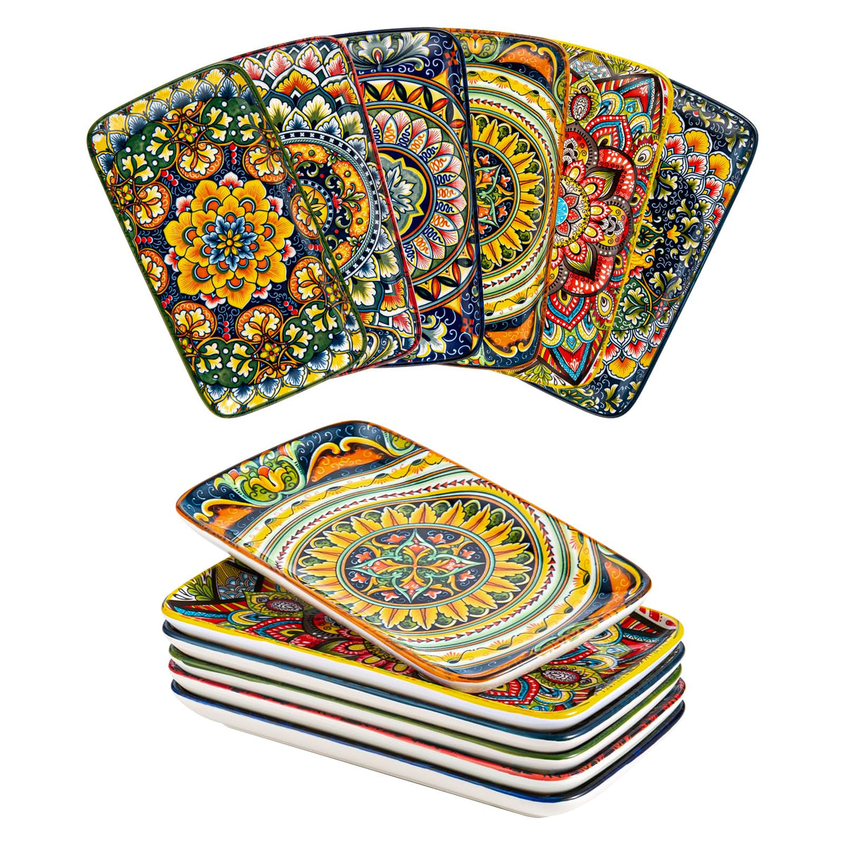 Plato rectangular de porcelana Henten Home de 8 pulgadas, ideal para sushi y presentación elegante.