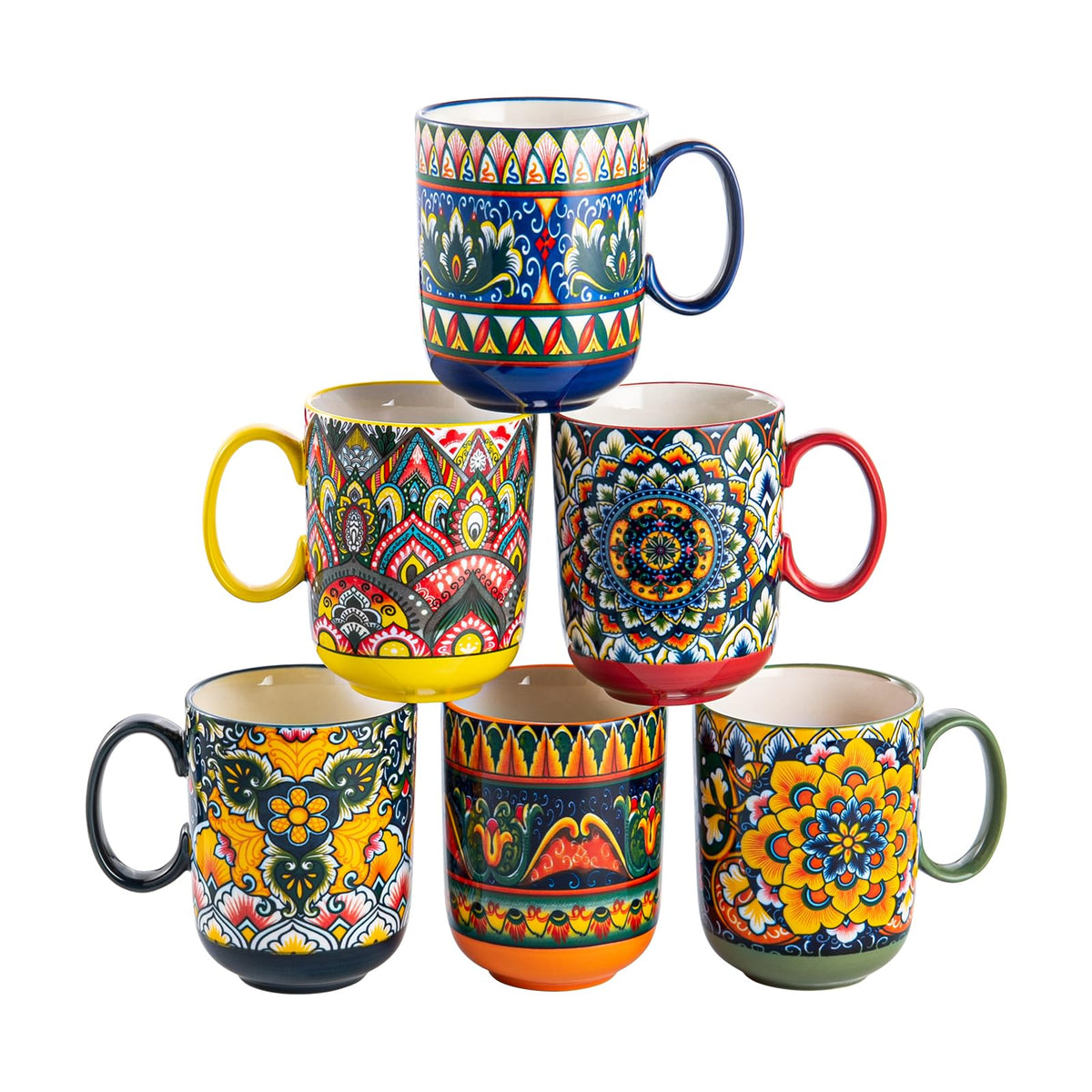 Taza Henten Home porcelana bohemia colores vivos para café diario