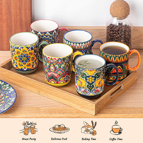 Tazas bohemias Henten Home con mango cómodo para capuchino