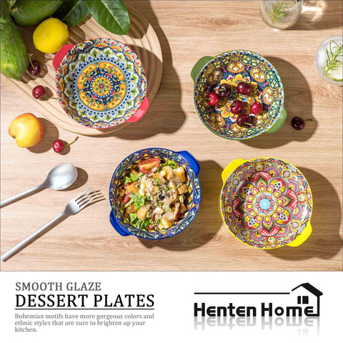 Tazones cerámicos aptos para microondas y lavavajillas de Henten Home, fácil limpieza.