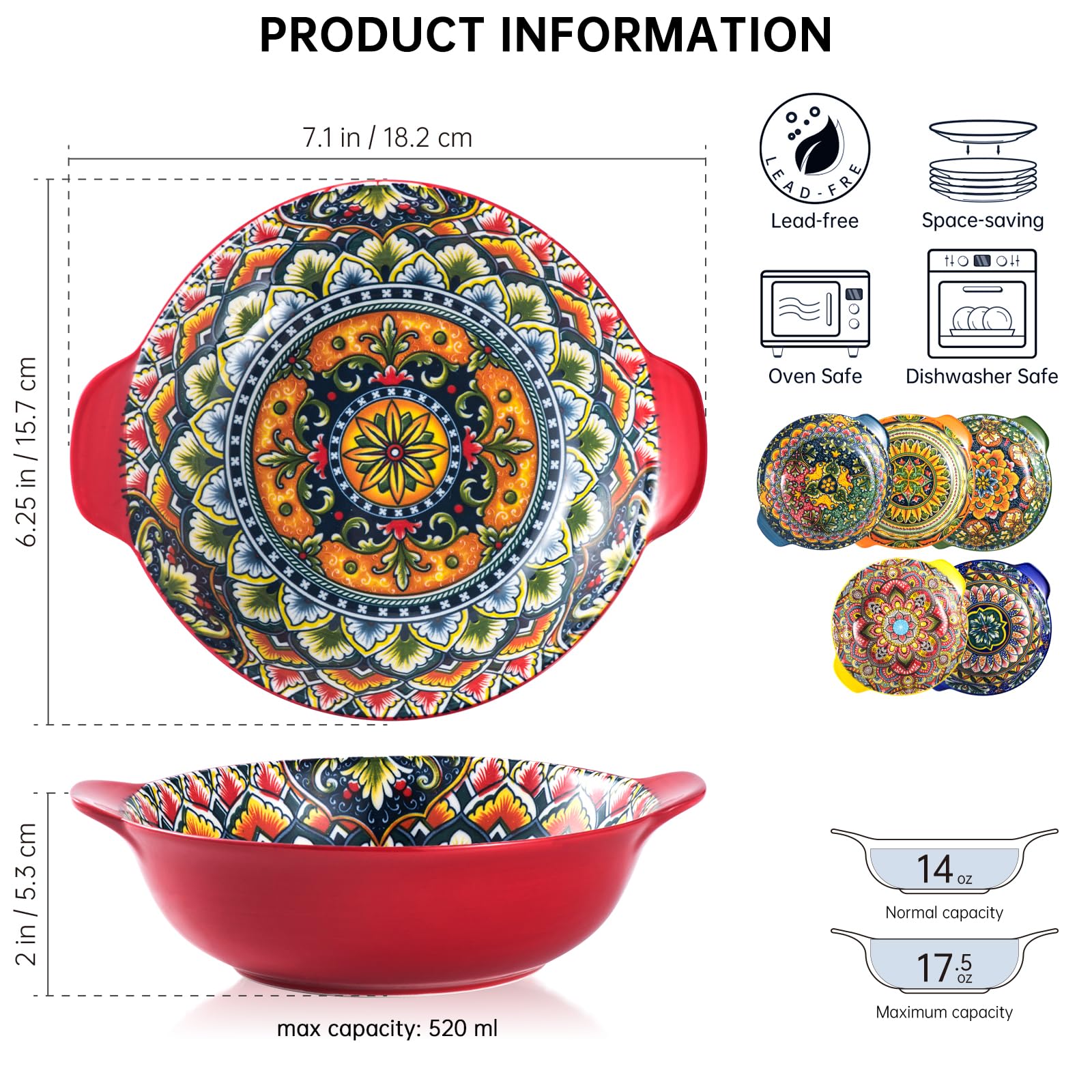 Tazones cerámicos para postre con asas de Henten Home, ideales para porciones individuales.