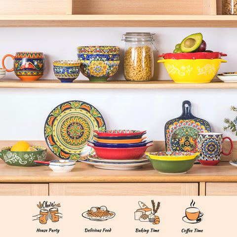 Henten Home tazones pasta cerámica con asa, aptos para microondas y lavavajillas
