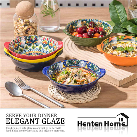 Tazones para ensalada y sopa de uso diario, estilo cerámico de Henten Home.