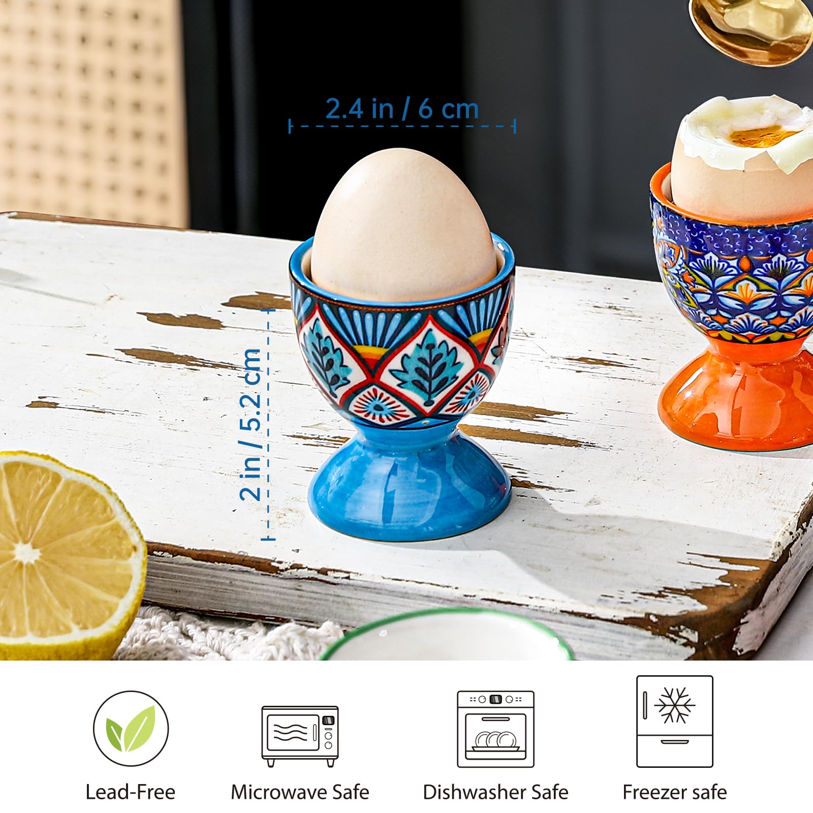 Patrones Boho pintados a mano en vasos para huevos HENXFEN LEAD.