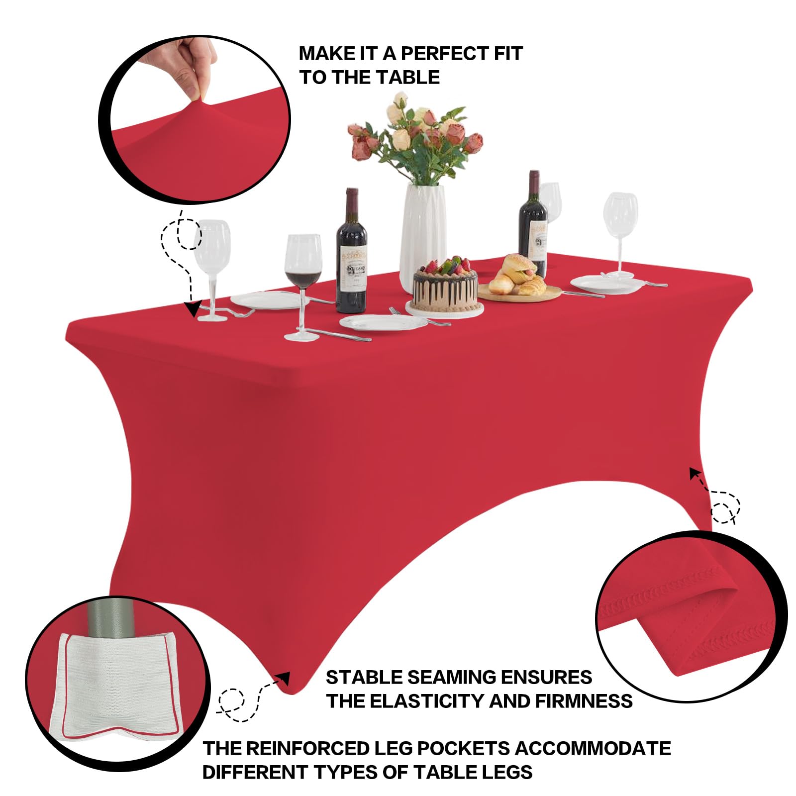 Mantel Heochy rojo para diversas celebraciones y decoraciones festivas.