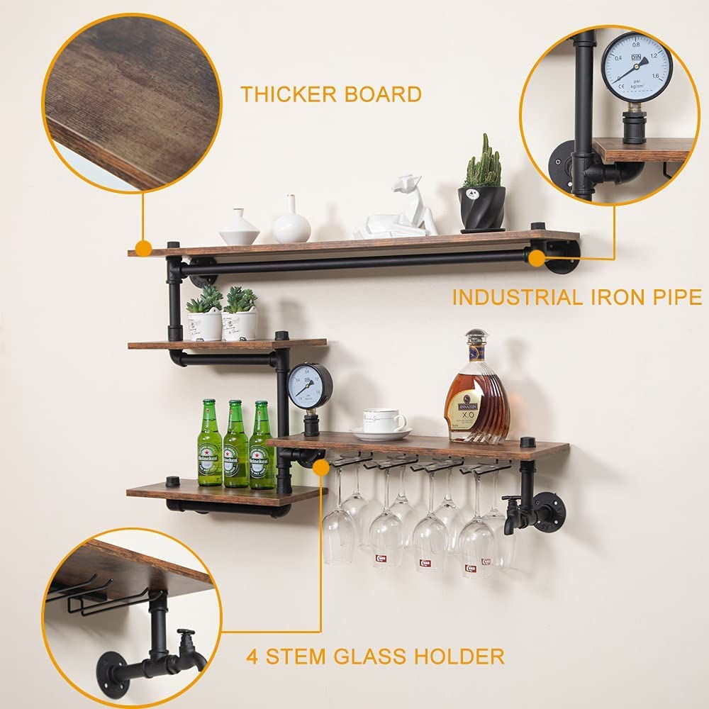 HEONITURE estante-rustico-madera-mdf perfecto para display de vinos en sala.