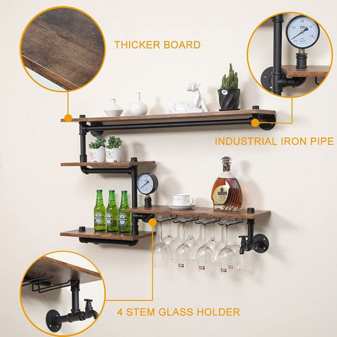 HEONITURE estante-rustico-madera-mdf perfecto para display de vinos en sala.