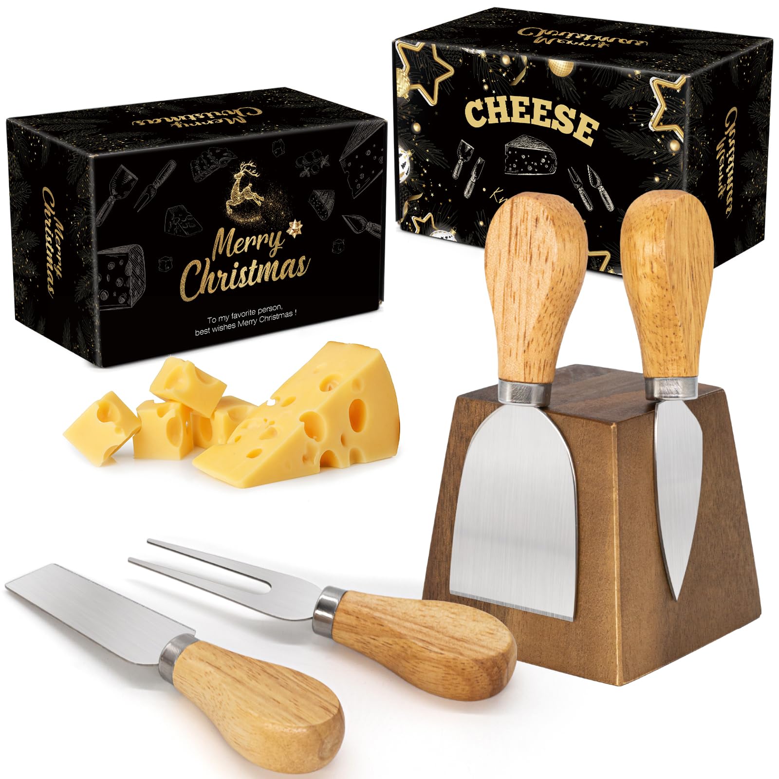 HEORIM set de cuchillos para queso 4 piezas para cortar y servir con precisión